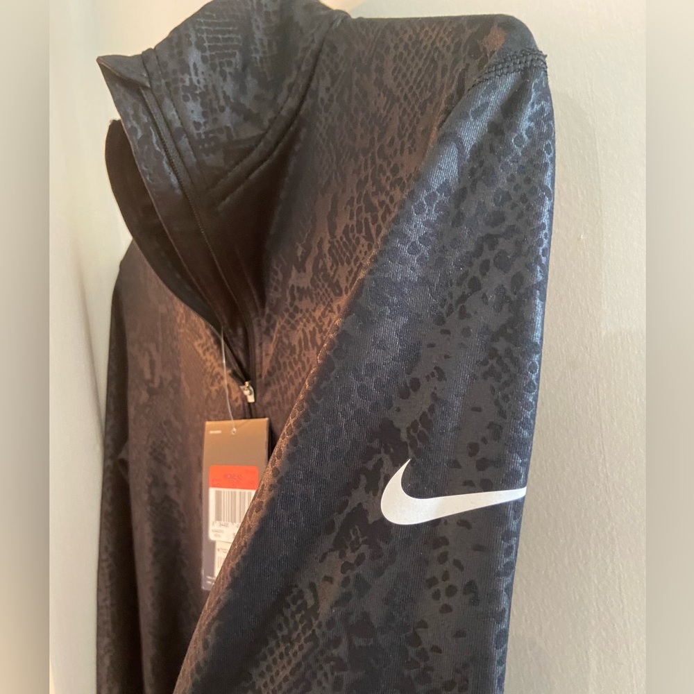 Nike Pro Dry Fit black snake skin zip up size large.